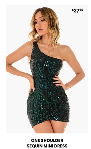 One shoulder sequin mini dress