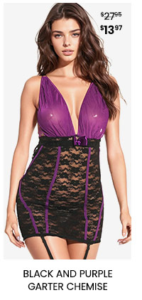 Black and purple garter chemise