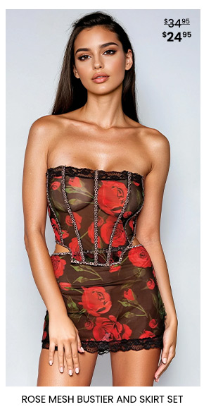 Rose Mesh Bustier and Skirt Set