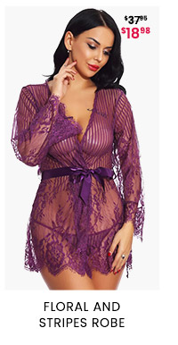 Floral and Stripes Robe