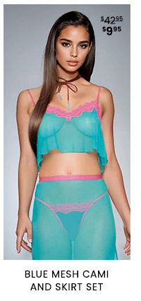 Blue Mesh Cami and Skirt Set