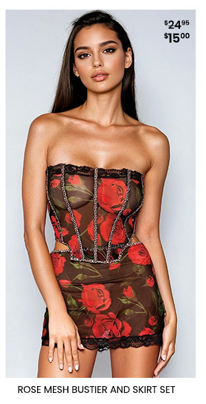 Rose Mesh Bustier and Skirt Set