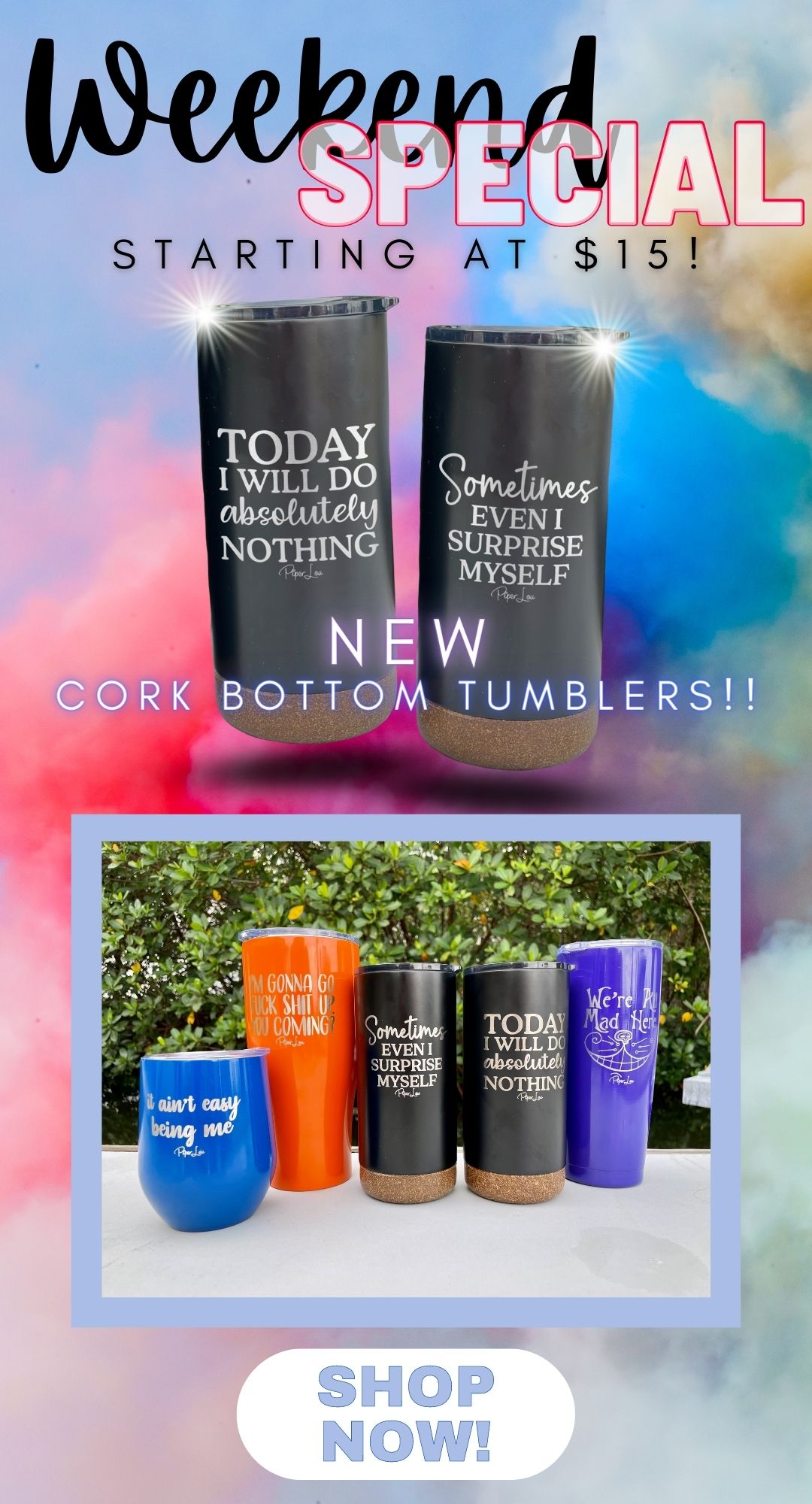 NEW Cork Bottom Tumblers! Piper Lou