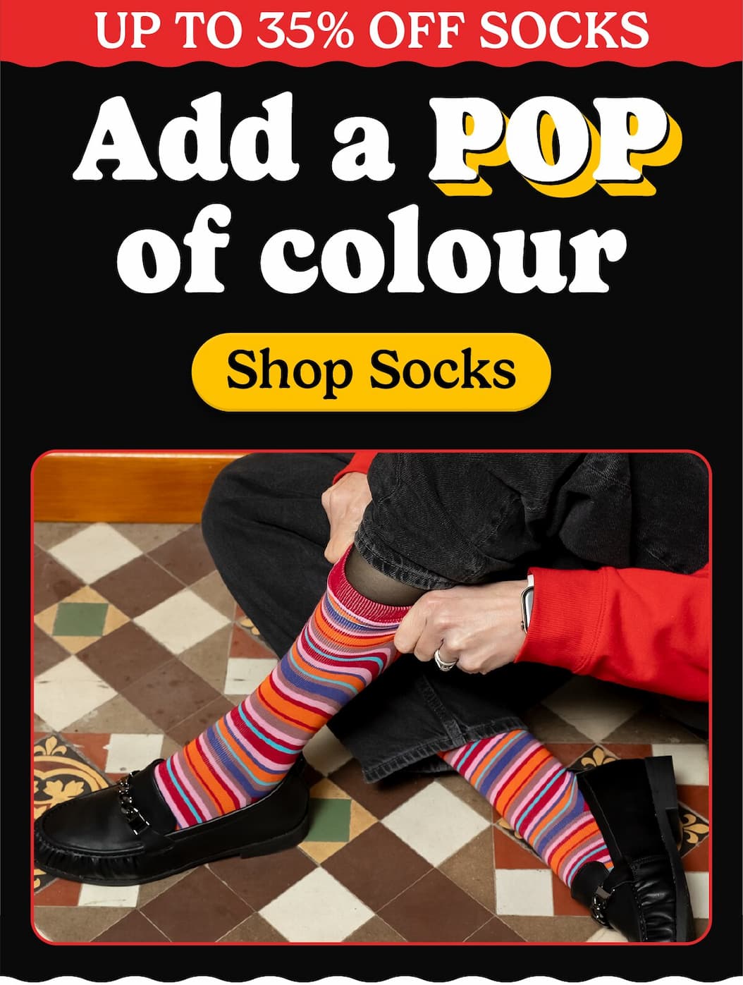 an image of a woman sitting on a floor with socks