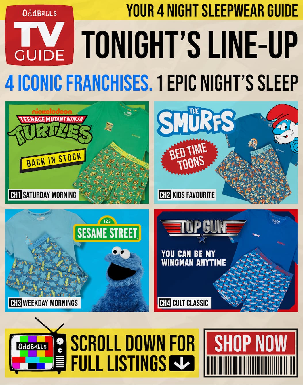 Tonight's Line Up | Licensed PJs