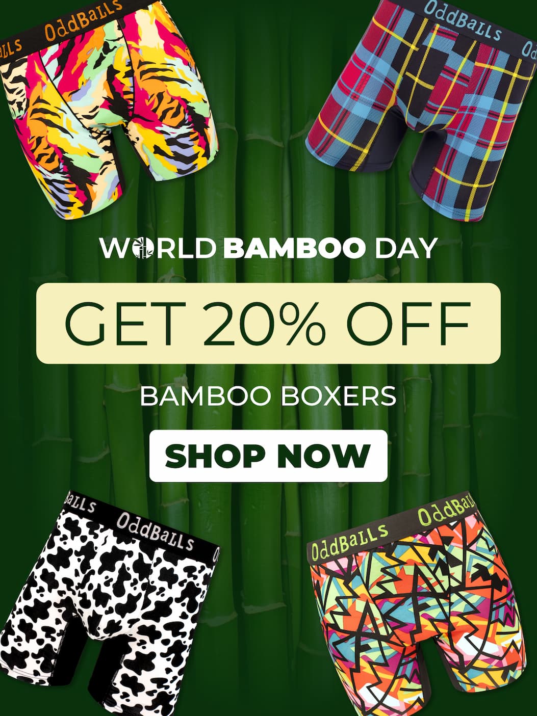 Summer Just got cooler - 20% Off Bamboo Boxers | Shop Summer Sale