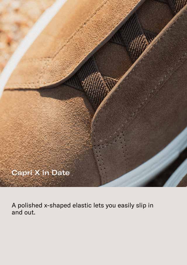 Capri X in Date Shop Now A polished x-shaped elastic lets you easily slip in and out. 