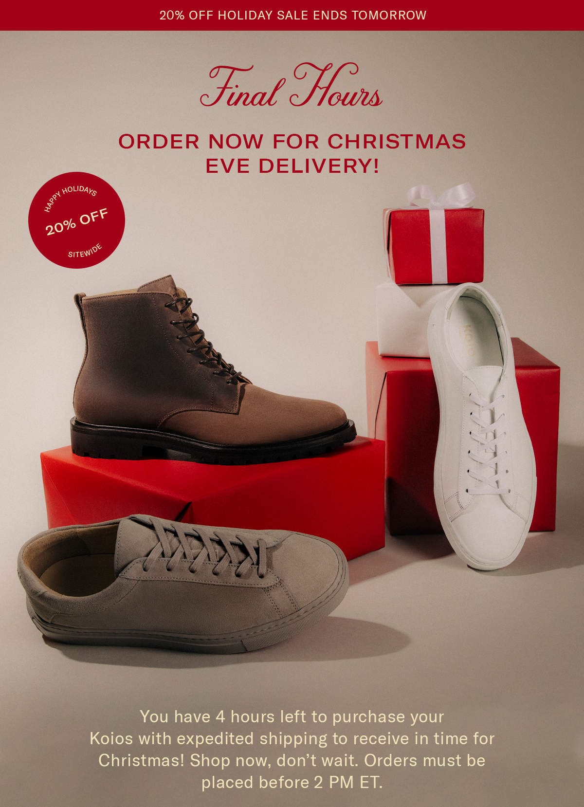 You have 4 hours left to purchase your Koios with expedited shipping to receive in time for Christmas! Shop now, don't wait. Orders must be placed before 2 PM ET.