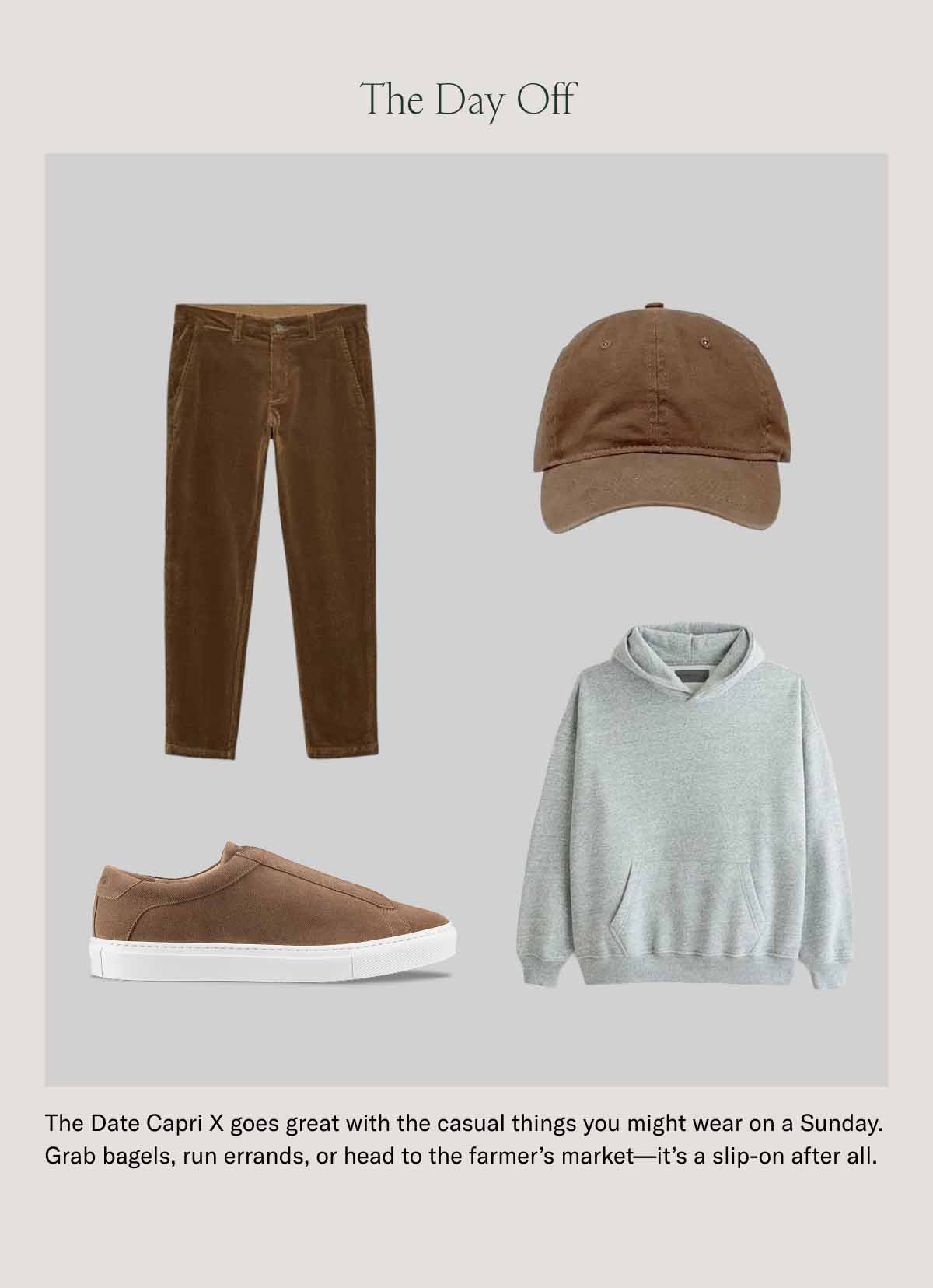 The Day Off The Date Capri X goes great with the casual things you might wear on a Sunday. Grab bagels, run errands, or head to the farmer's market—it's a slip-on after all.