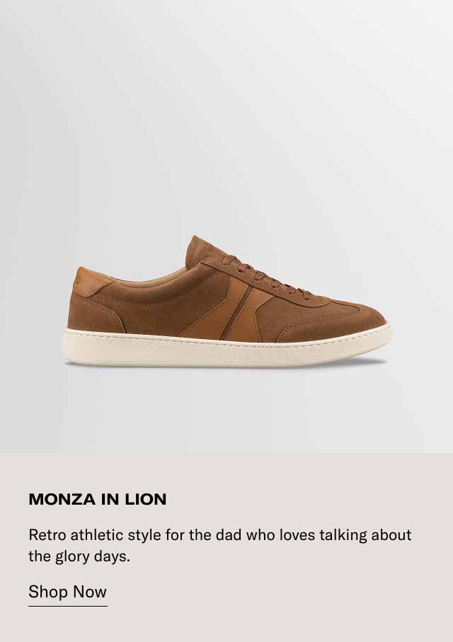Monza in Lion Retro athletic style for the dad who loves talking about the glory days. Shop Now