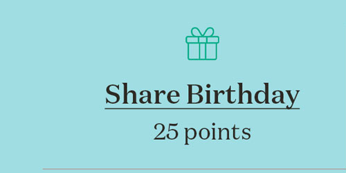 Share Birthday - 25 Points