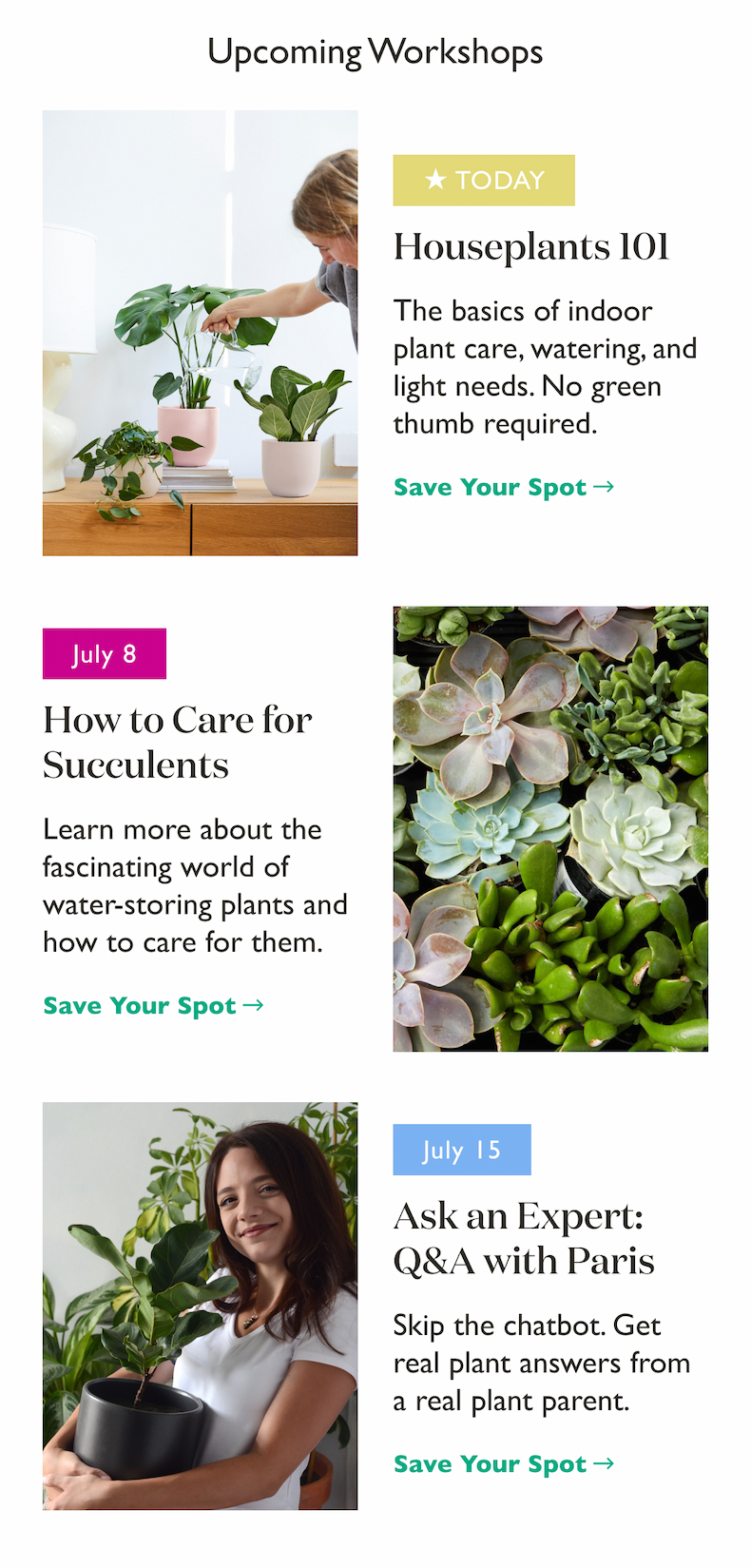 Grab tickets for an upcoming plant care workshop.