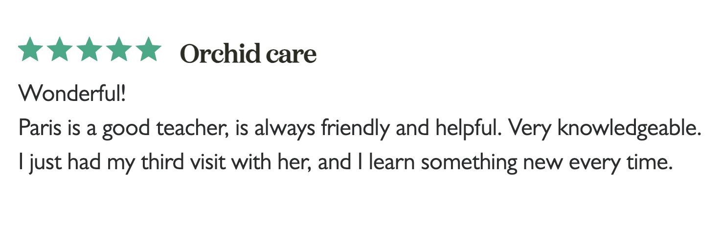 Virtual Plant Appointment Customer Review