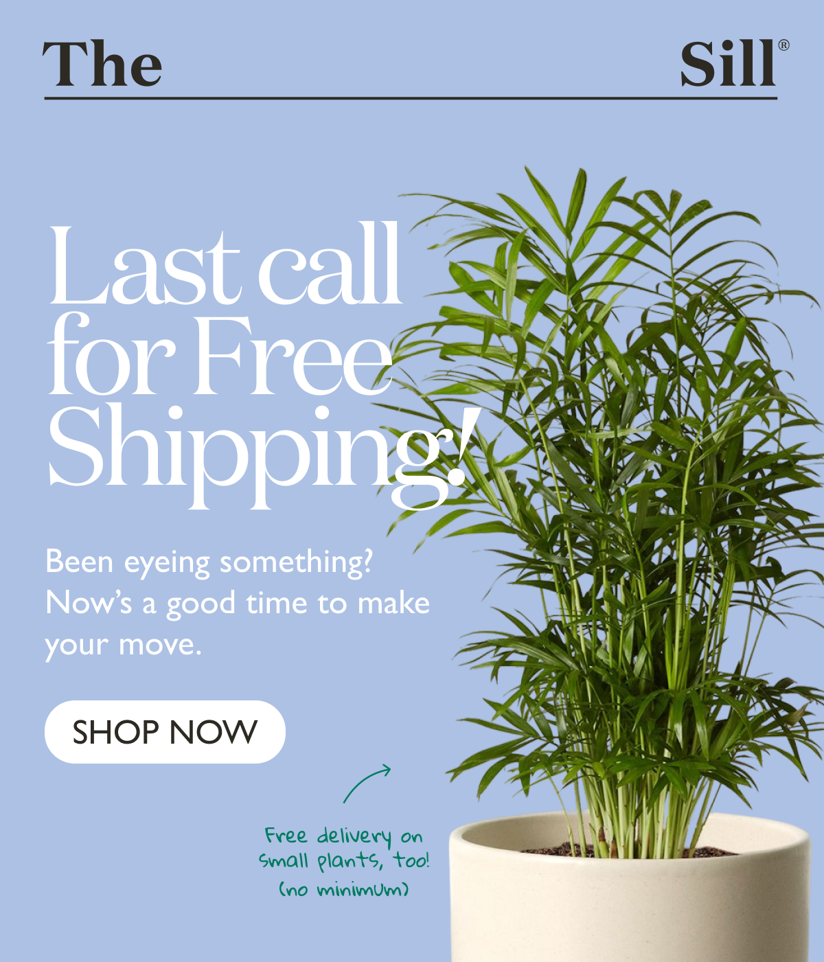 Last call for Free Shipping. Been eyeing something? Now's a good time to make your move.